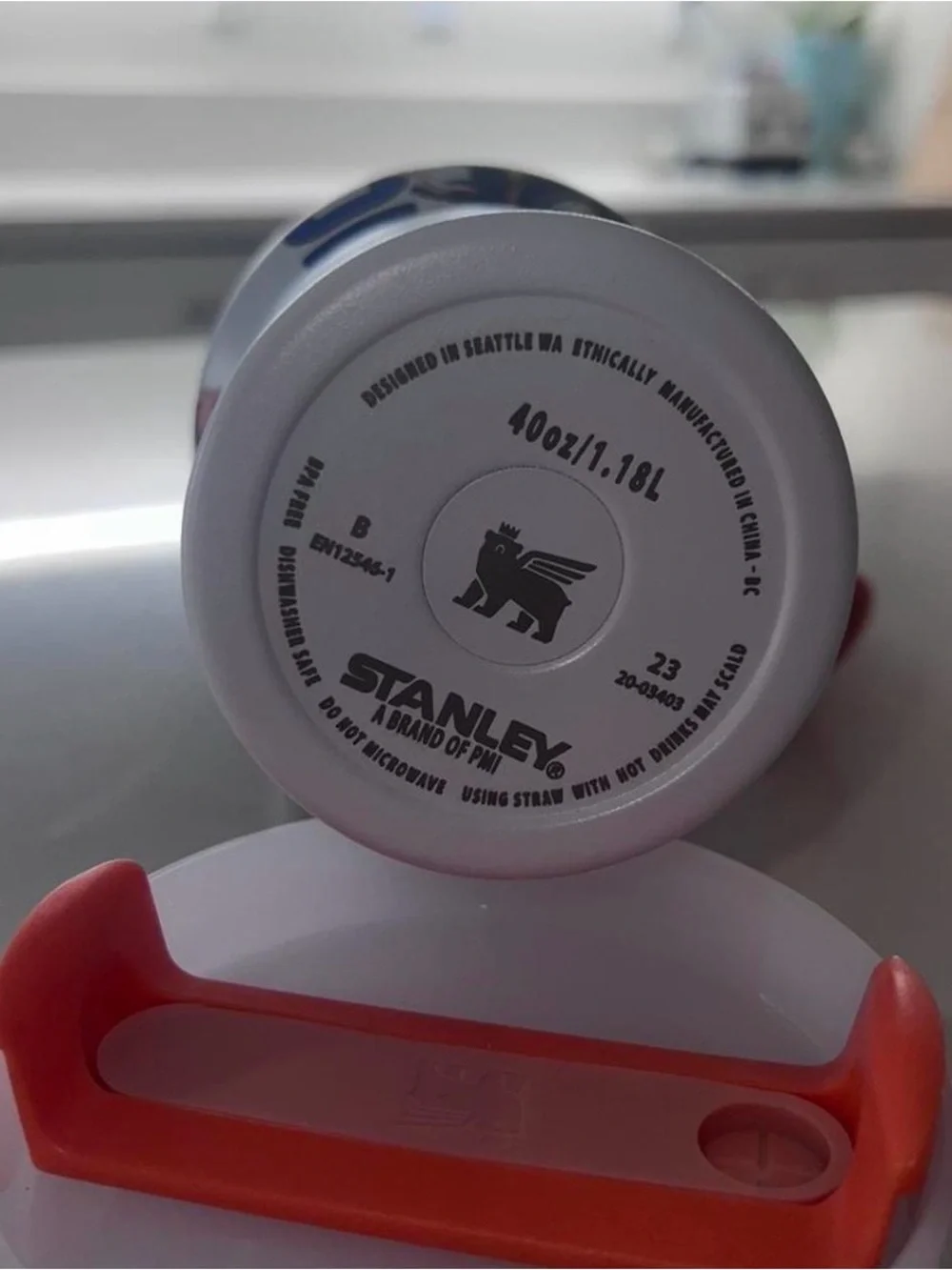 Stanley White Tumbler with Red Accent
